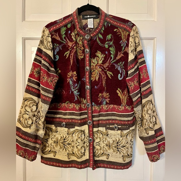 Vintage Sag Harbor‎ Floral Tapestry Brocade Blazer Jacket sz 12 Witchy Cottage - Picture 1 of 5